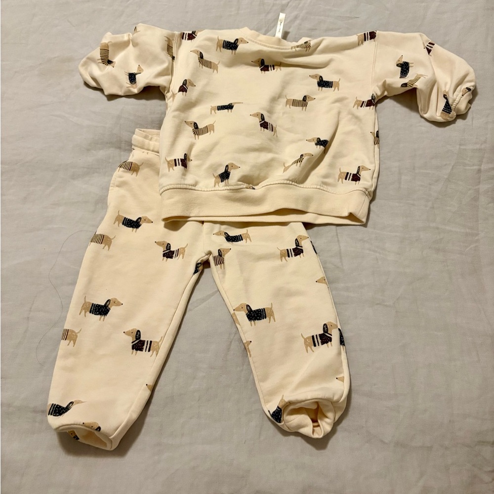 Rylee + Cru Baby Dog Relaxed Cotton Sweatshirt Sweatpants 2pc Set 18-24 months